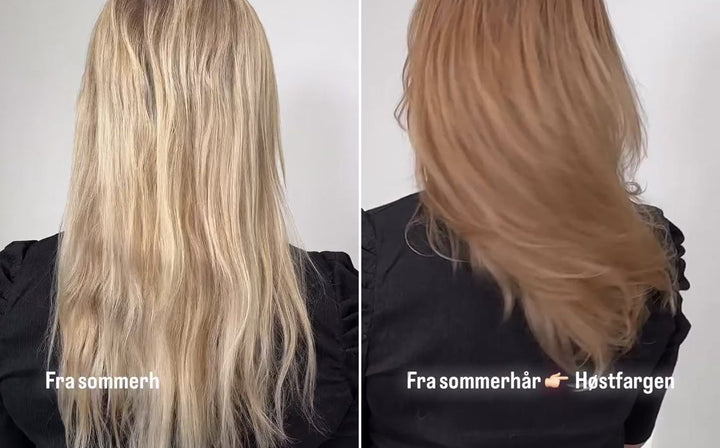 Før og etter: Fra sommerblond til bronde