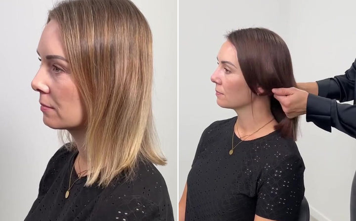 Før og etter: Fra blond til brunette